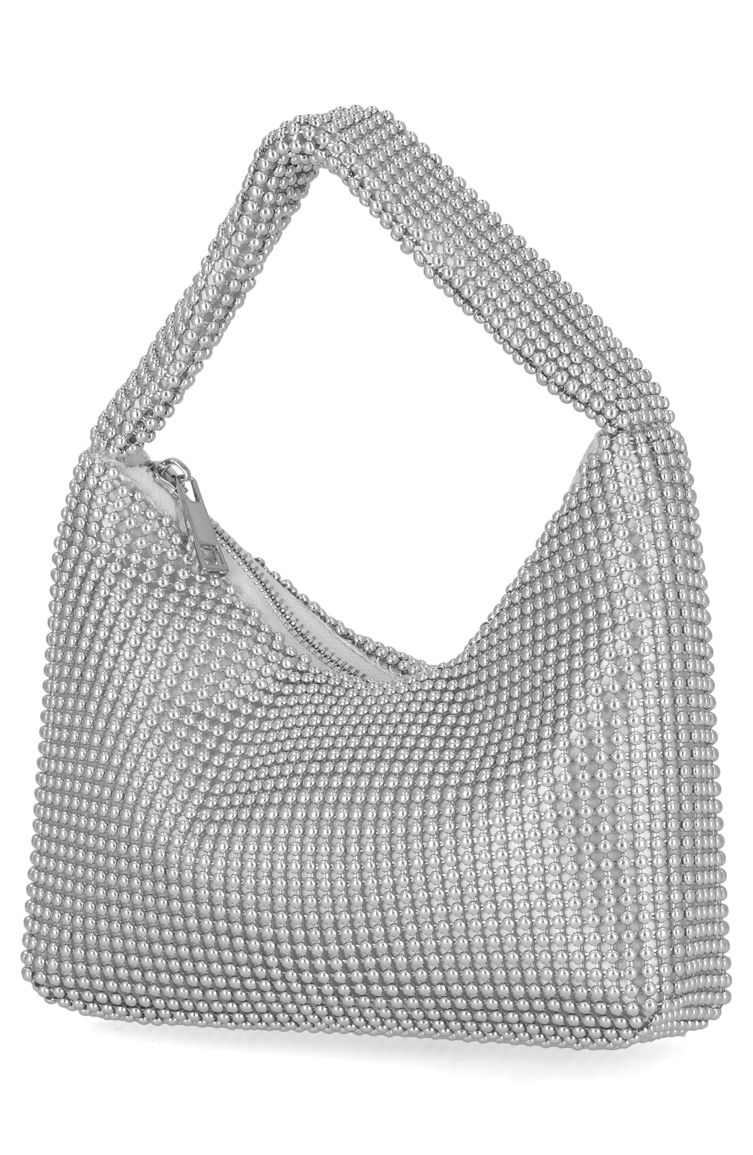 Jessica McClintock Ada Crystal Hobo Bag, Alternate, color, Silver