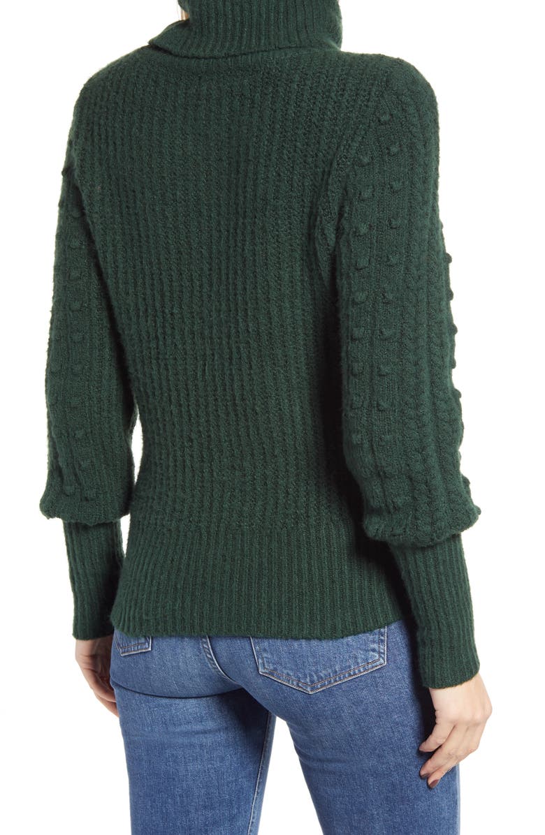 Rachel Parcell Cable & Bobble Turtleneck Sweater, Alternate, color,