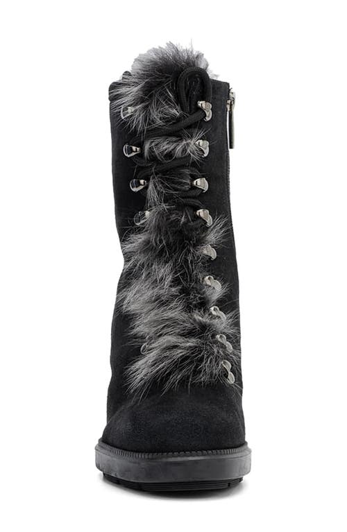 Aquatalia Irvina Hiker Boot With Genuine Shearling Trim In Black