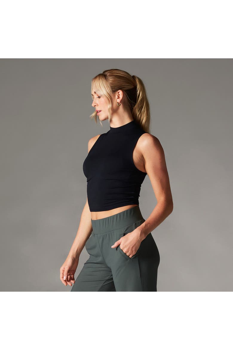 Mock Neck Tank, Alternate, color, EBONY