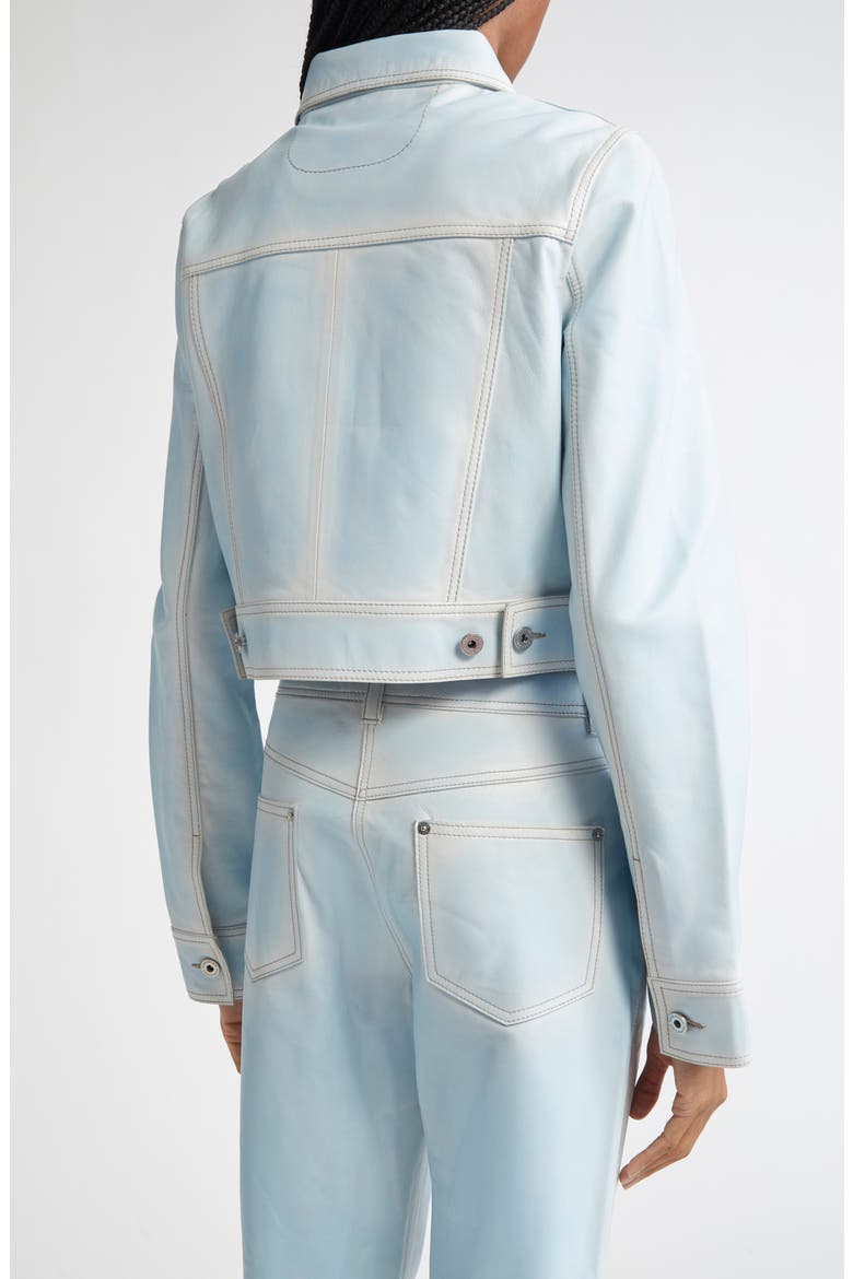 Calliope Leather Trucker Jacket, Alternate, color, BLUE LAGOON