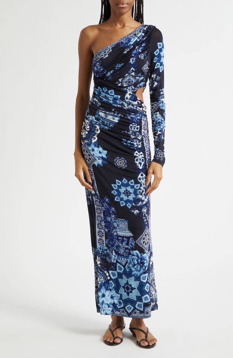 Camilla A Tiled Wonderland Cutout One-Shoulder Jersey Dress, Main, color, A Tiled Wonderland