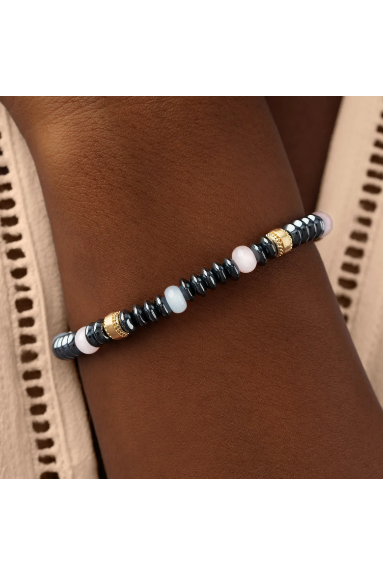 Tranquil Essence Hematite Rose Quartz Aquamarine Bracelet, Alternate, color, Grey/Multicolor