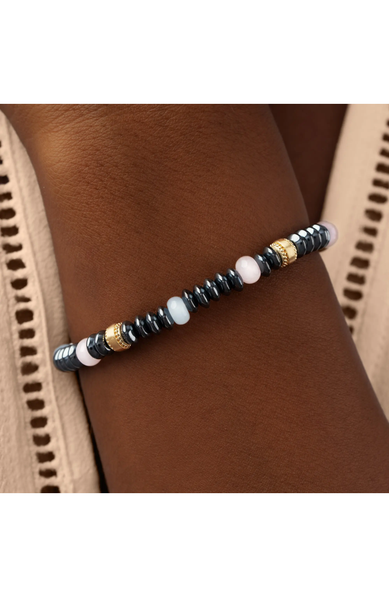 Karma and Luck Tranquil Essence Hematite Rose Quartz Aquamarine Bracelet, Alternate, color, Grey/Multicolor