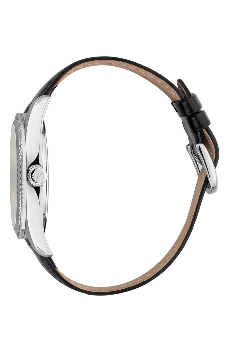 Roberto Cavalli Three-Hand Quartz Croc Embossed Leather Strap Watch, 39mm, Alternate, color, 
