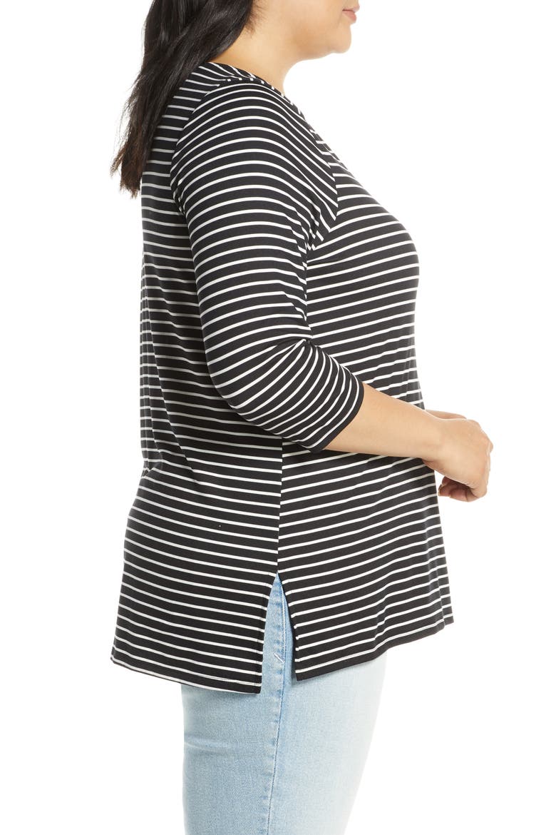 Jennifer Butter Envelope Neck Top, Alternate, color, MINI STRIPE BLACK