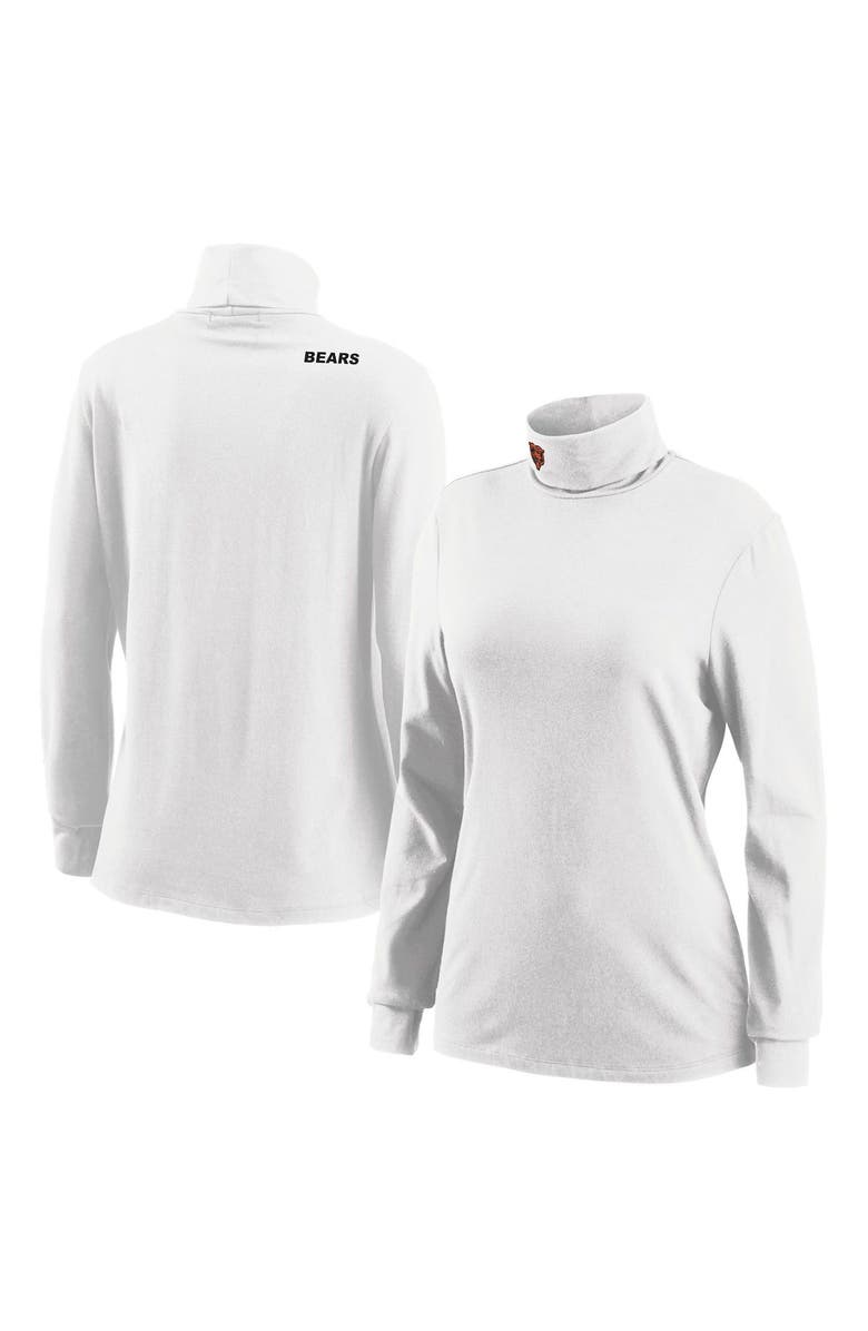 WEAR by Erin Andrews Women's WEAR by Erin Andrews White Chicago Bears Long Sleeve Tri-Blend Turtleneck T-Shirt, Main, color,