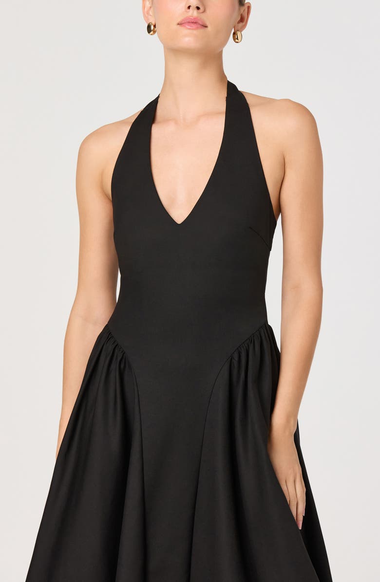 ASTR the Label Meana Halter Neck Cotton Blend Dress, Alternate, color, Black