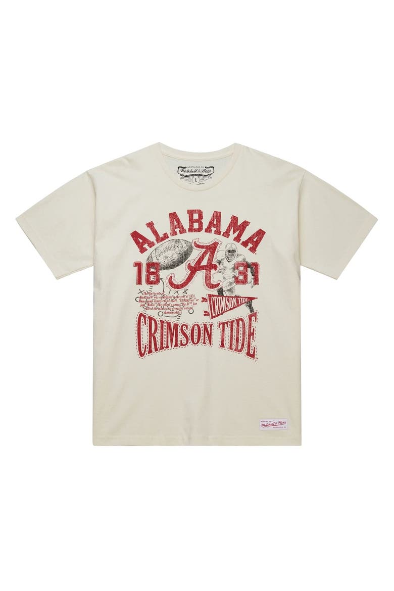 Men's Mitchell & Ness  Cream Alabama Crimson Tide Heritage Scholar T-Shirt, Alternate, color, Cream