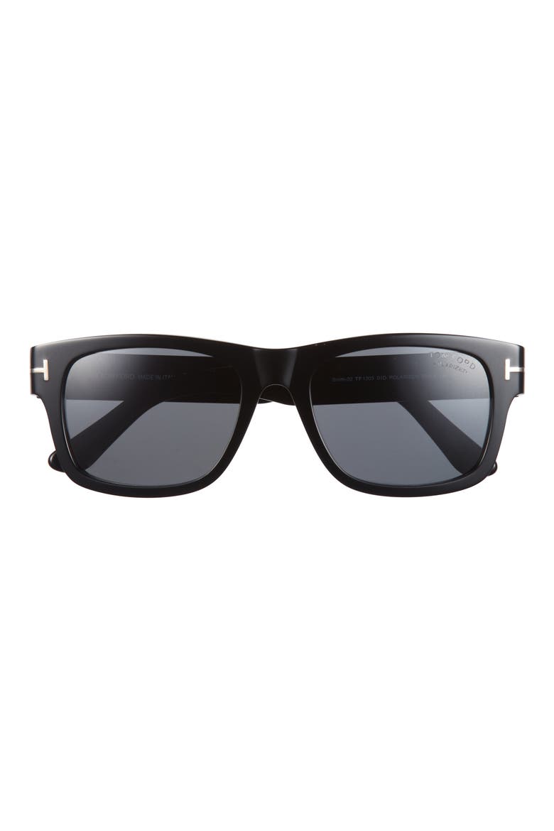 Smith-02 55mm Polarized Rectangular Sunglasses, Main, color, BLACK / POLARIZED SMOKE LENS