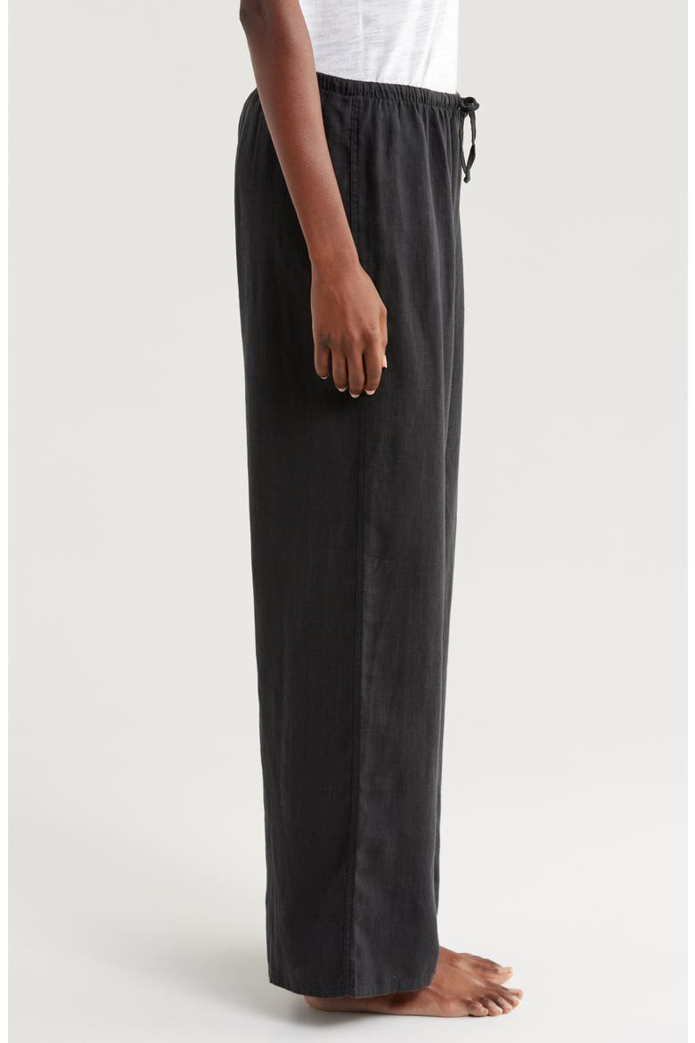 Linen Flare Pajama Pants, Alternate, color, BLACK