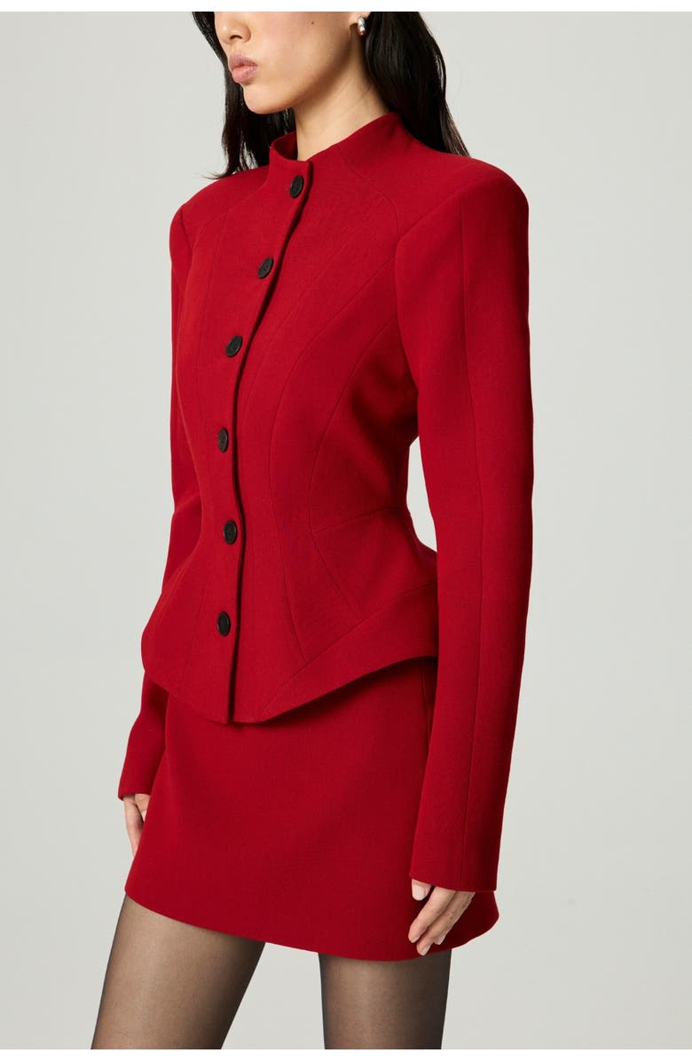 Nocturne Stand Collar Sculpted Jacket, Alternate, color, Red