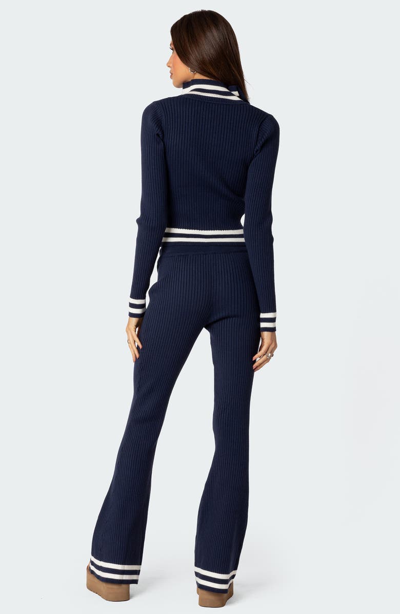 EDIKTED Pluto Stripe Rib Stitch Flare Pants, Alternate, color,