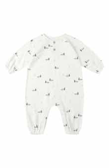 Rylee + Cru Duck Print Cotton Henley Bubble Romper