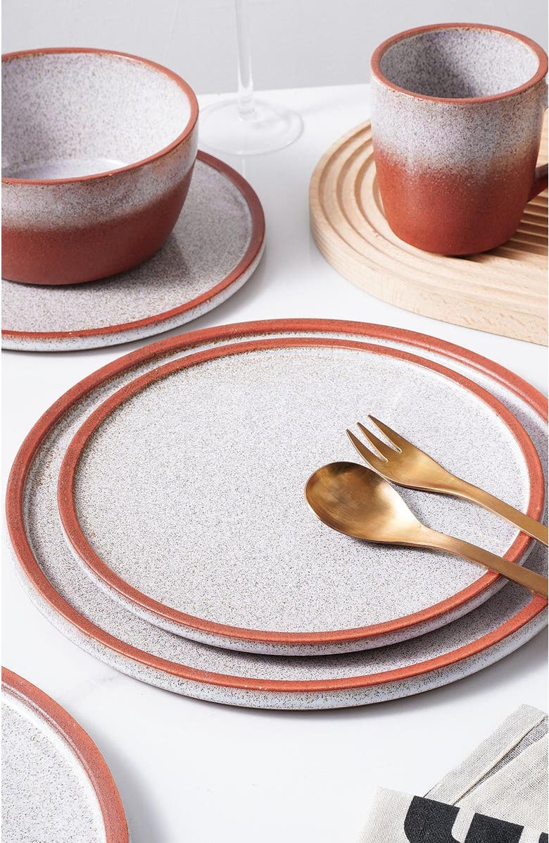 Stone Lain Vince Stoneware 16-Piece Dinnerware Set, Alternate, color, Red