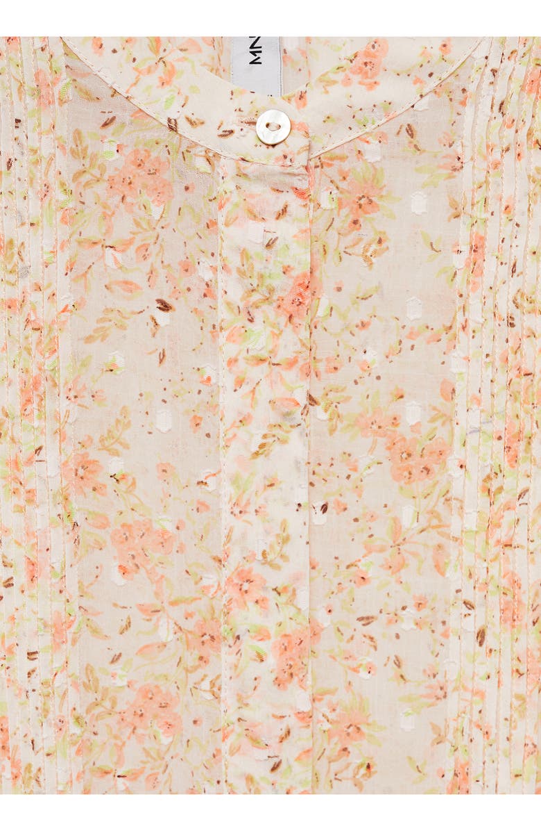 MANGO Floral Print Pintuck & Lace Shirt, Alternate, color,