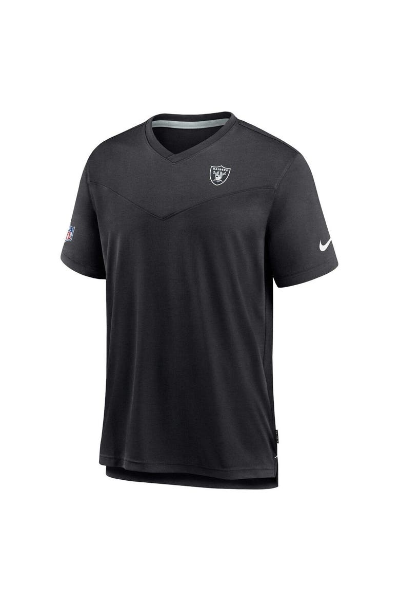 Men's Nike Black Las Vegas Raiders Sideline Coach Chevron Lock Up Logo V-Neck Performance T-Shirt, Alternate, color, Black