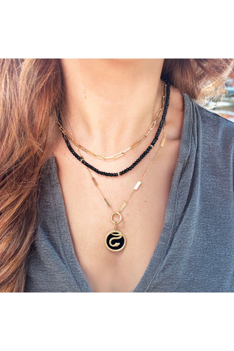 Onyx Snake Charm, Alternate, color, Onyx