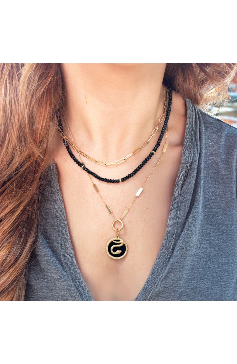 The Lovery Fine Jewelry Onyx Snake Charm, Alternate, color, Onyx