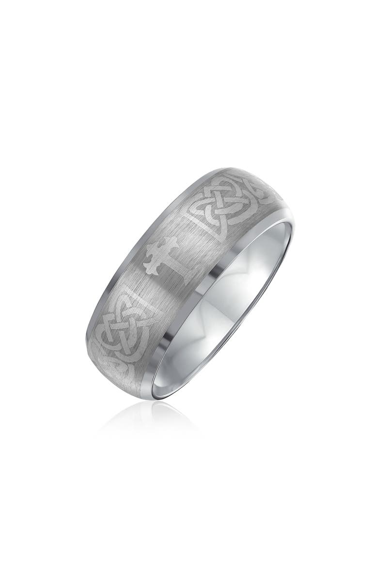 Men's Brushed Engraved Ring, Main, color, SILVER