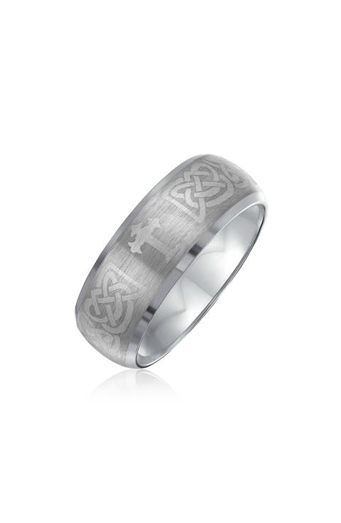 Men's Brushed Engraved Ring