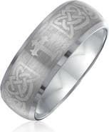 BLING JEWELRY Men's Brushed Engraved Ring