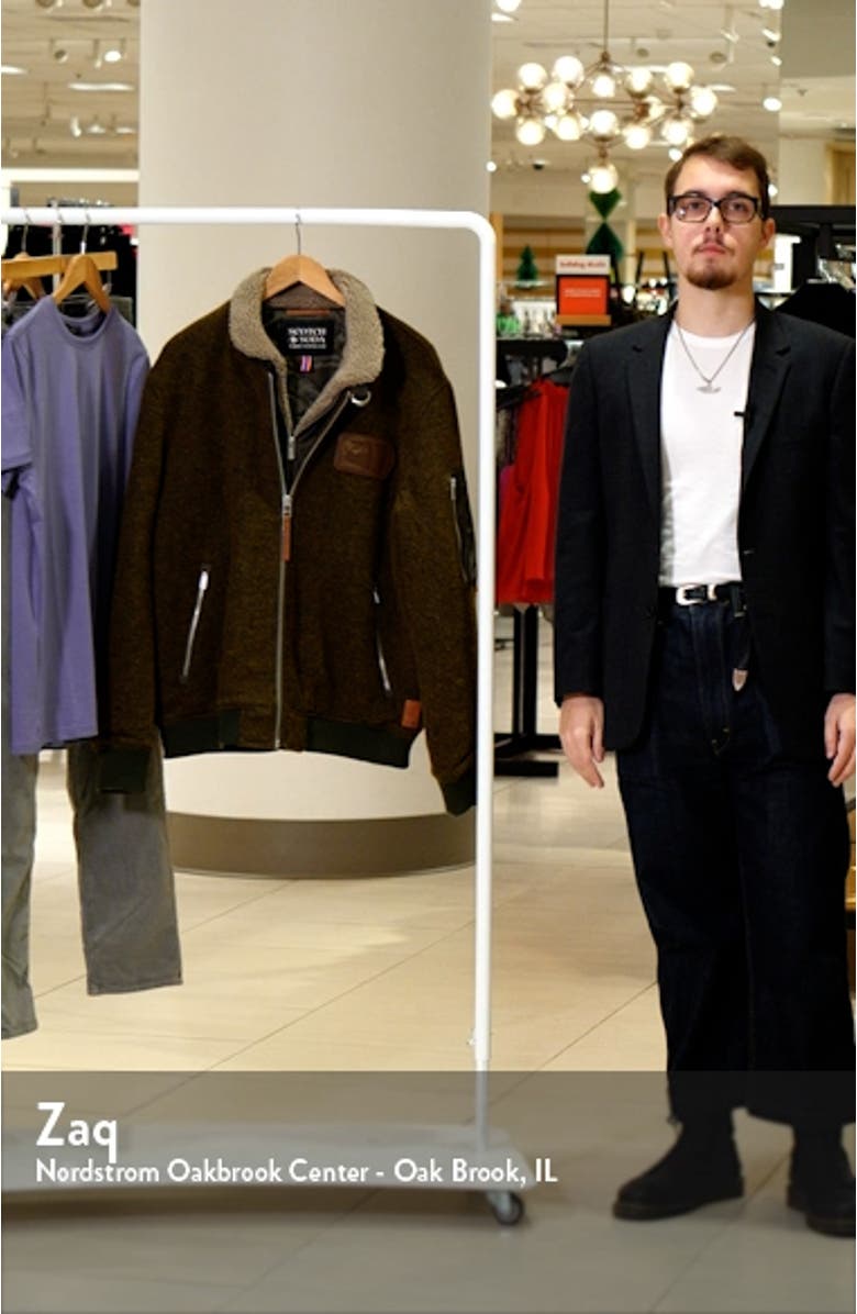 Faux Shearling Lined Mélange Wool Blend Aviator Jacket, sales video thumbnail