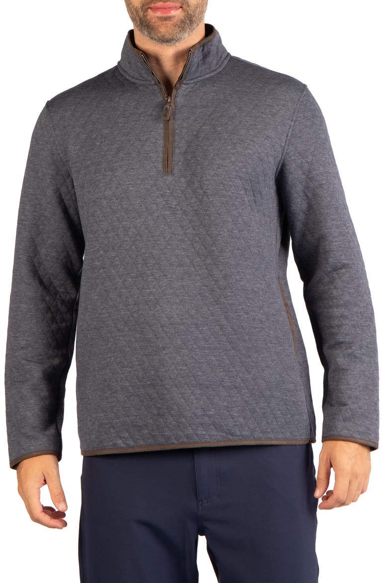Quilted Quarter Zip Pullover, Main, color, DENIM