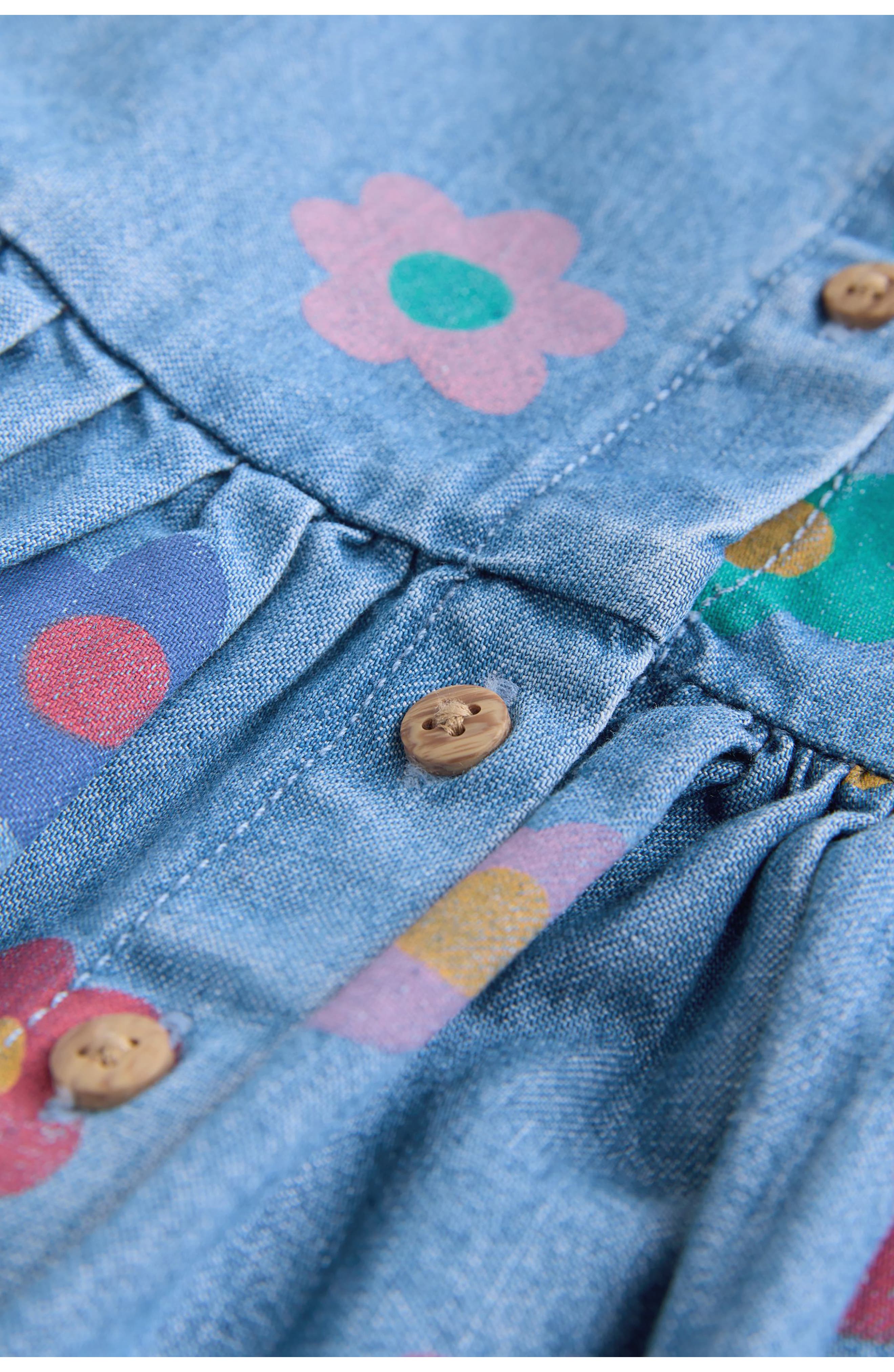 NEXT Kids' Floral Print Sleeveless Denim Dress — фото 3