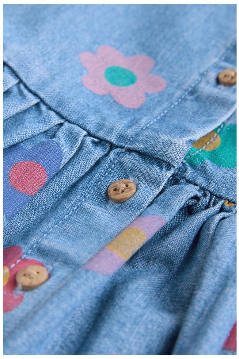 Kids' Floral Print Sleeveless Denim Dress, Alternate, color, BLUE