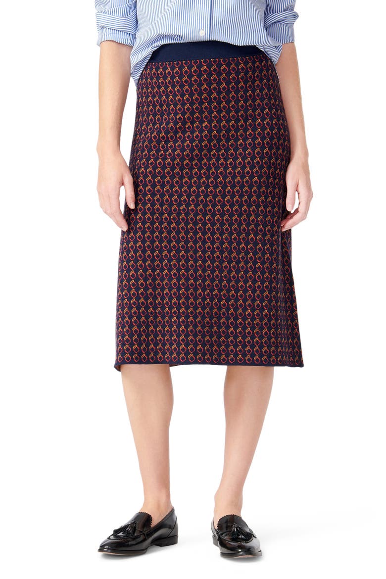 Midi Sweater Skirt, Main, color, NAVY CERISE HONEY