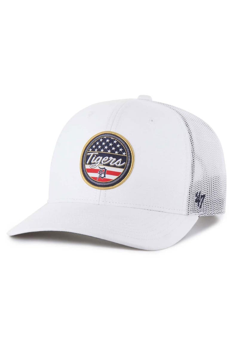 Men's '47 White Detroit Tigers Homage Adjustable Trucker Hat, Main, color, White
