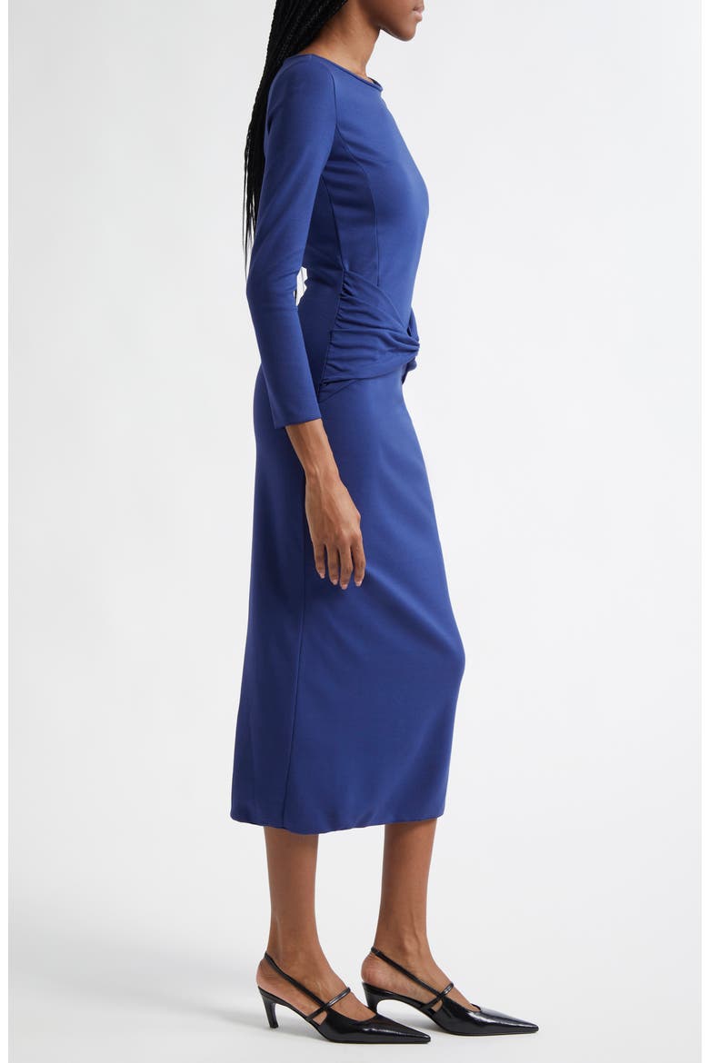 Punto Milano Gathered Waist Long Sleeve Maxi Dress, Alternate, color, COBALT BLUE