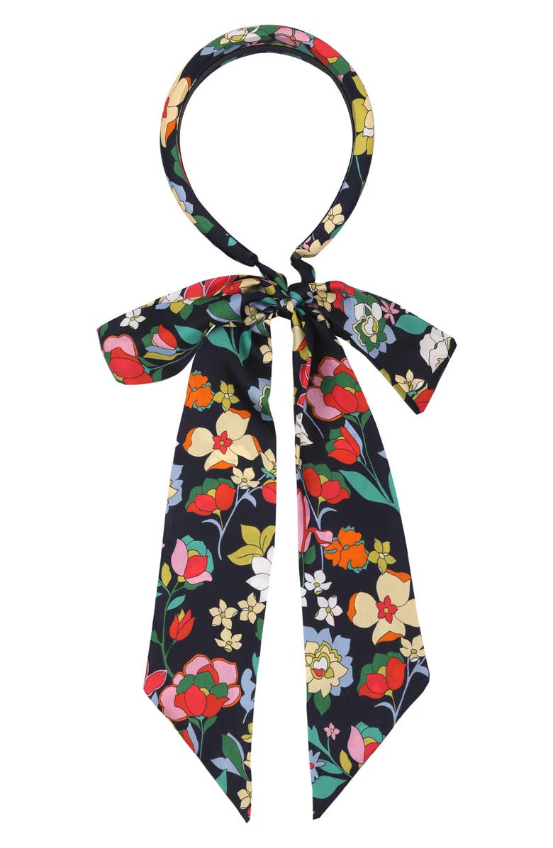 Kate Spade New York flower bed silk tie headband, Main, color, 