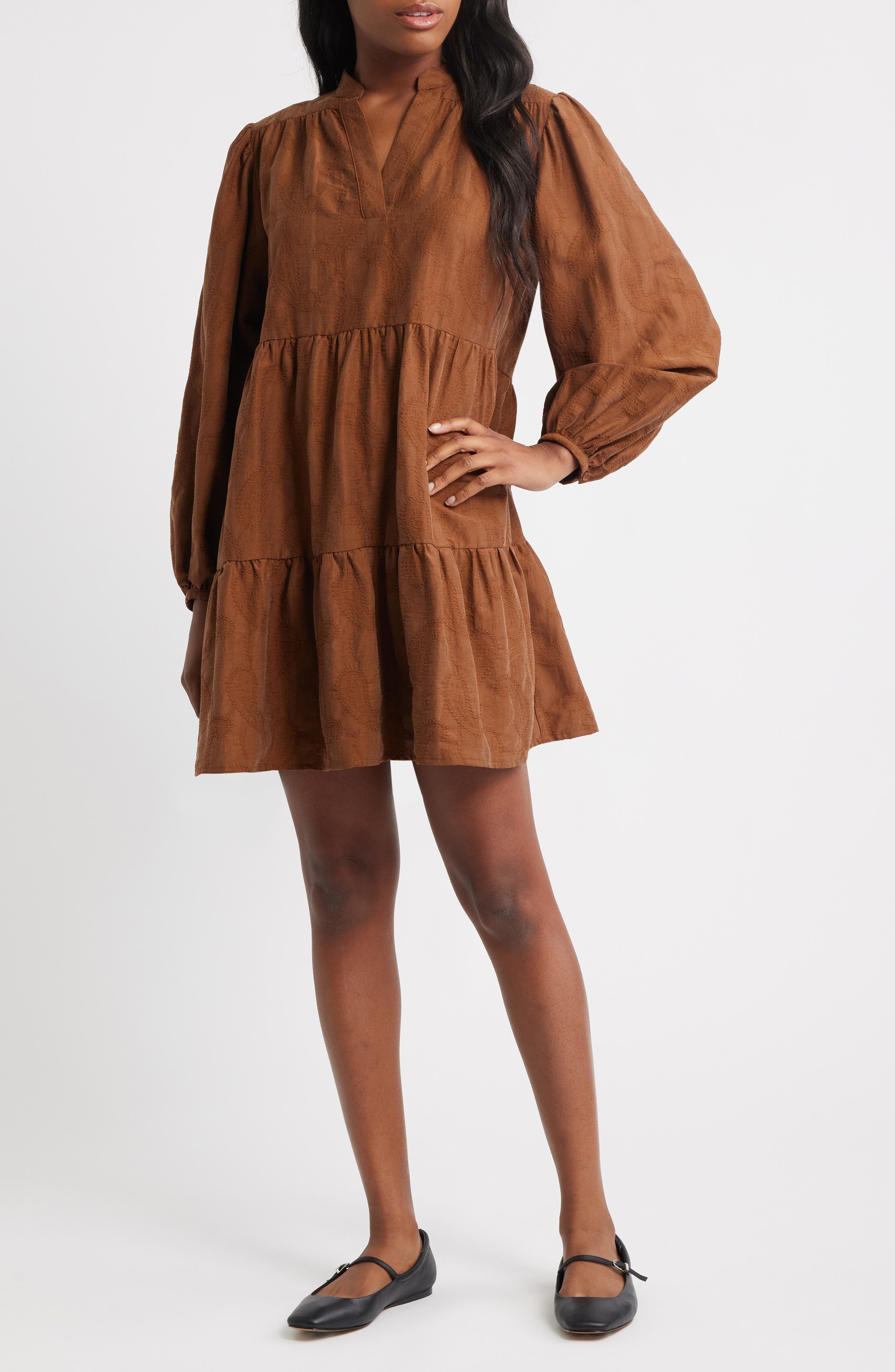 FRNCH Sarrasin Long Sleeve Tiered Dress