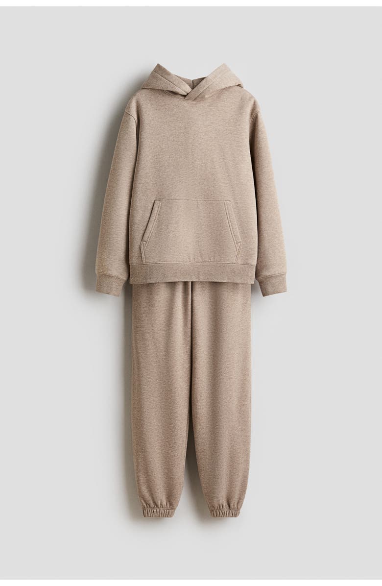 H&M 2-piece Hoodie And Joggers Set, Main, color, Beige Melange