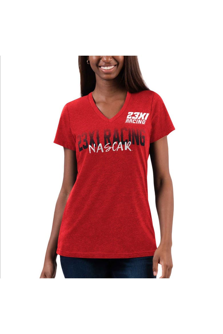 Women's G-III 4Her by Carl Banks Red 23XI Racing Snap V-Neck T-Shirt, Main, color, Red