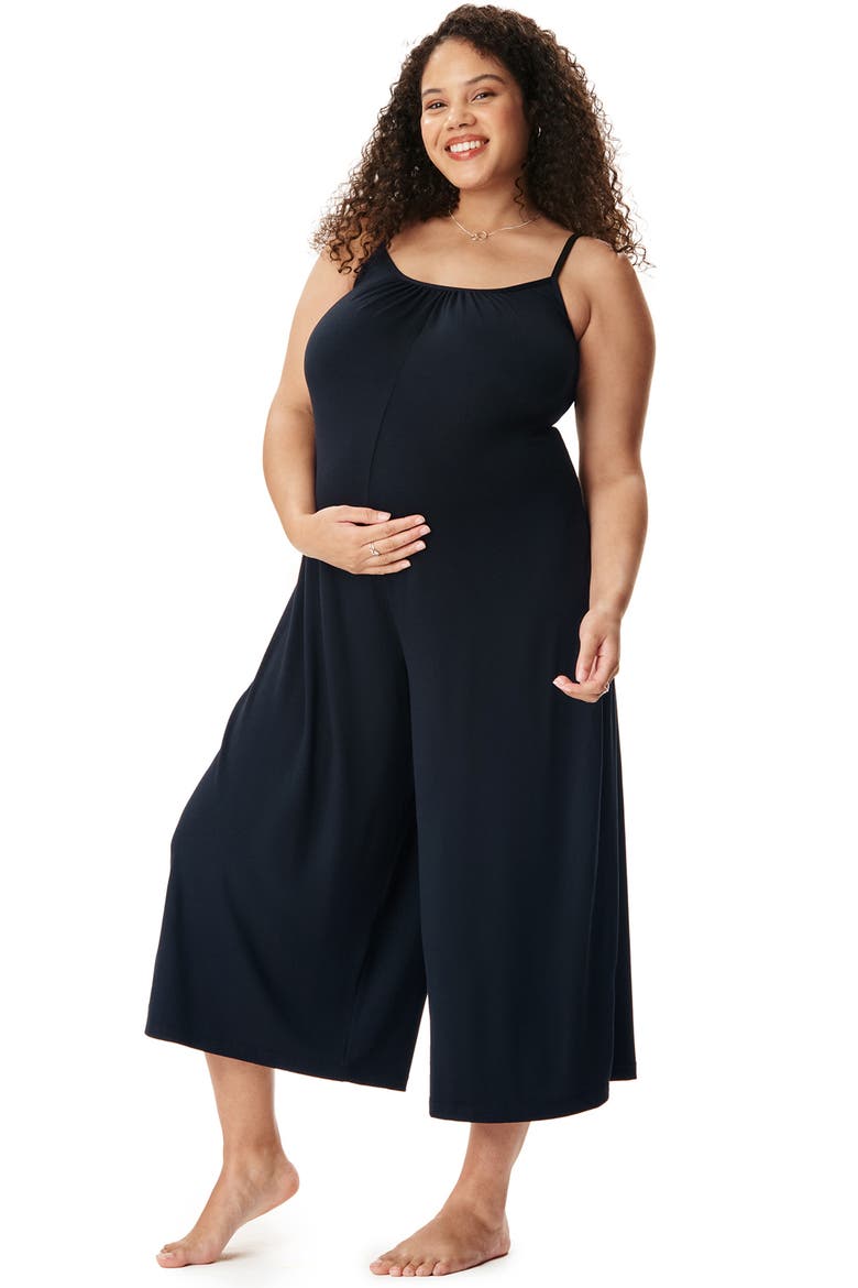 Motherhood Women's Maternity Sleep Romper with Nursing Access, Alternate, color, Core Black