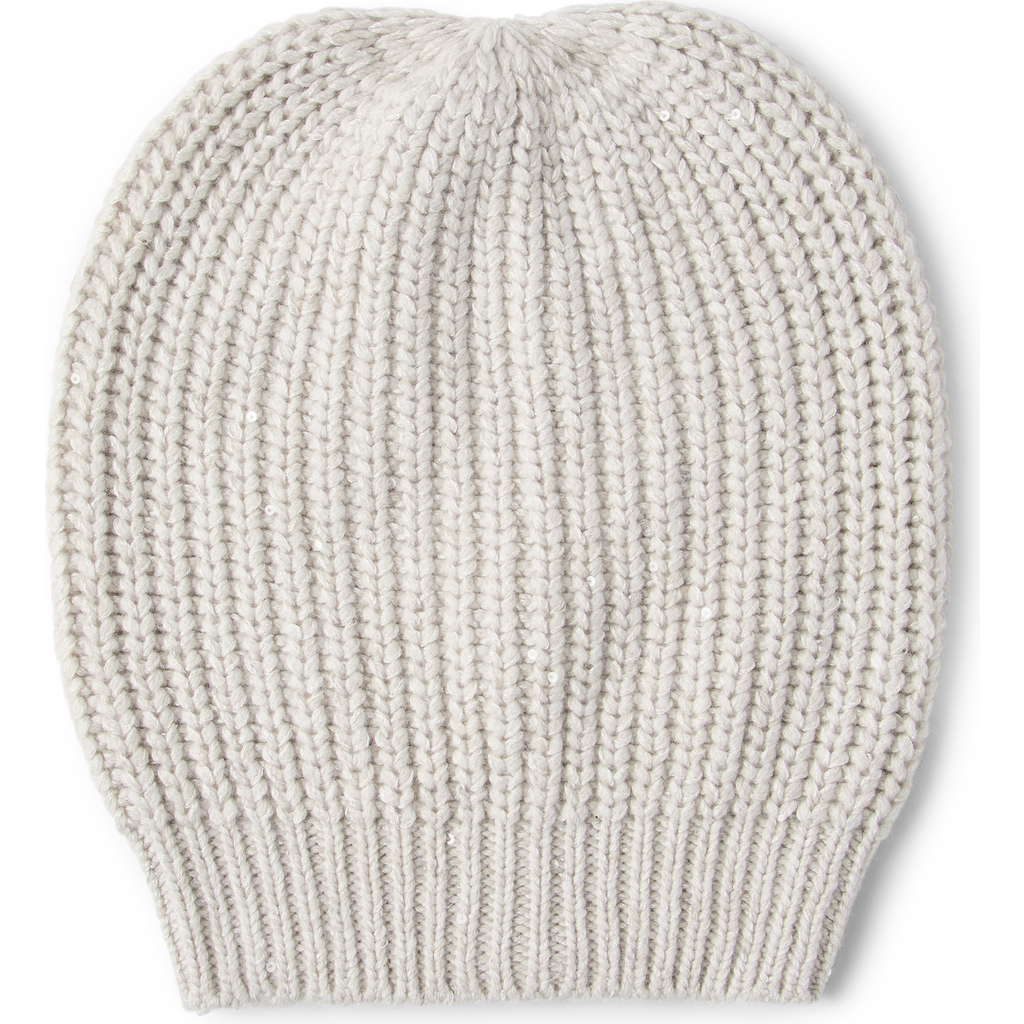 Brunello Cucinelli Cashmere And Silk Beanie In Pearl Grey
