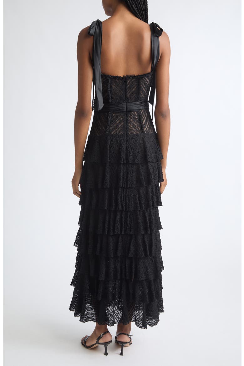 Sabrina Lace Tiered Maxi Dress, Alternate, color, BLACK