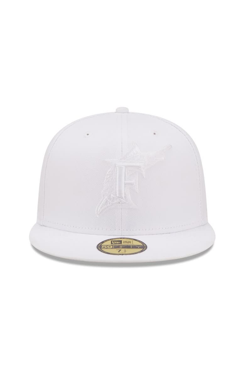 Men's New Era Miami Marlins White on White 59FIFTY Fitted Hat, Alternate, color, White