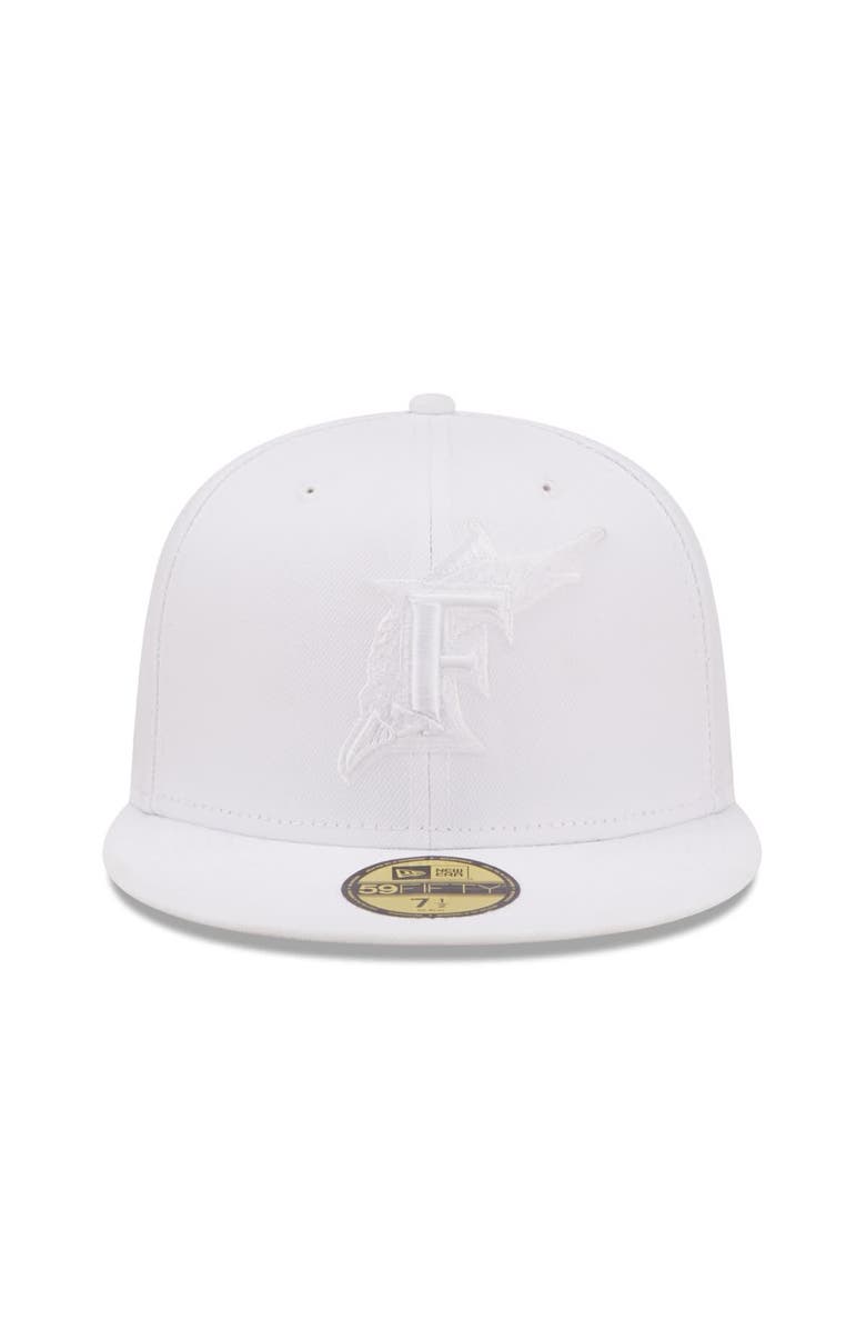 New Era Men's New Era Miami Marlins White on White 59FIFTY Fitted Hat, Alternate, color,