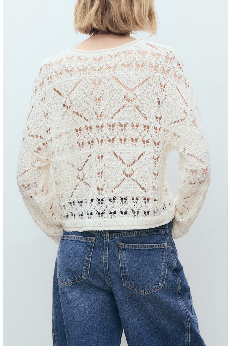 Openwork Sweater, Alternate, color, ECRU