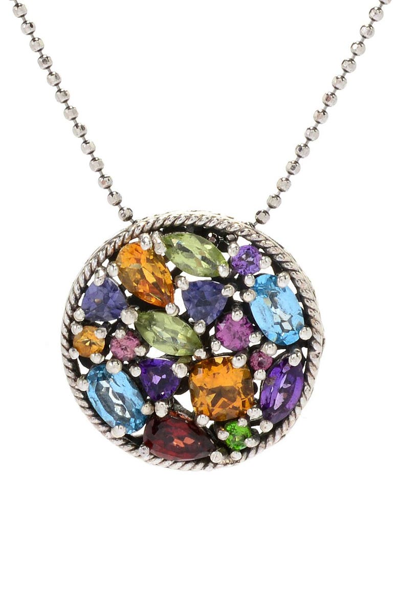 SAMUEL B. Sterling Silver Multistone Pendant Necklace, Main, color, Multi Purple