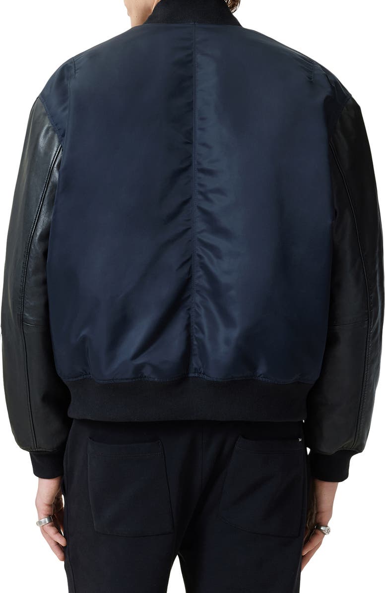 AllSaints Myler Oversize Nylon Bomber Jacket, Alternate, color, Black/ Ink Blue