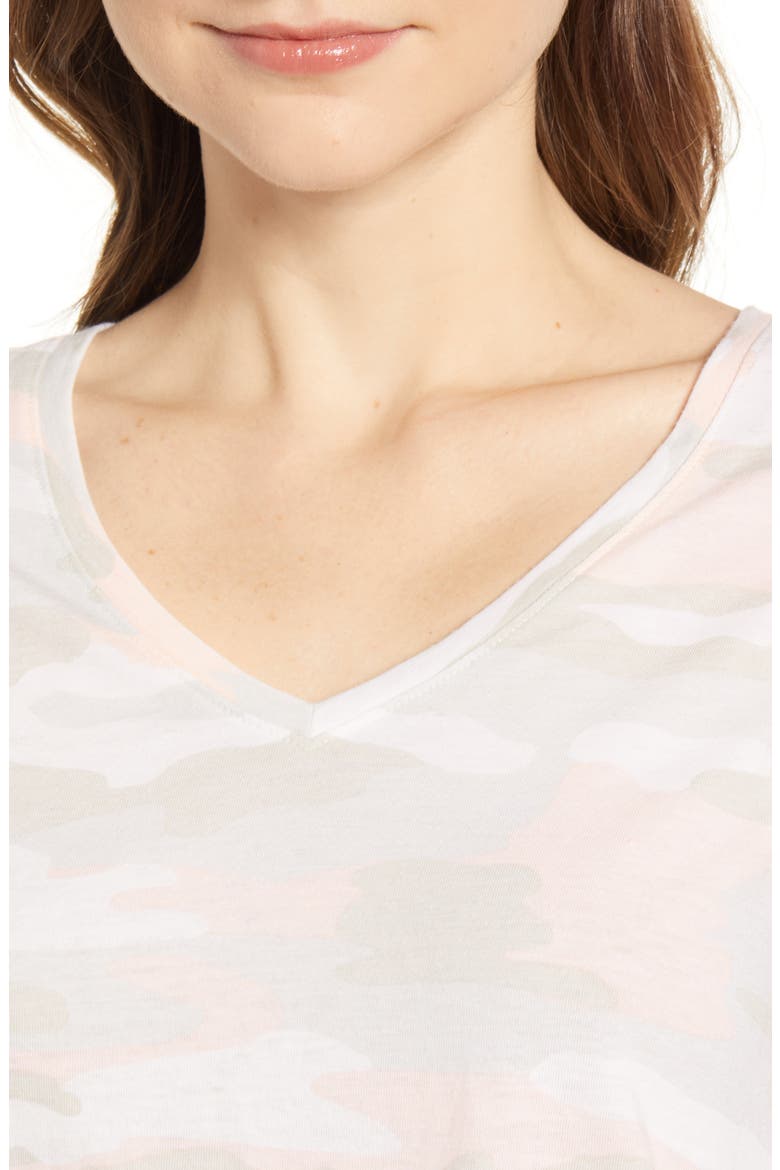 Essential V-Neck Camo T-Shirt, Alternate, color, PINK CAMO