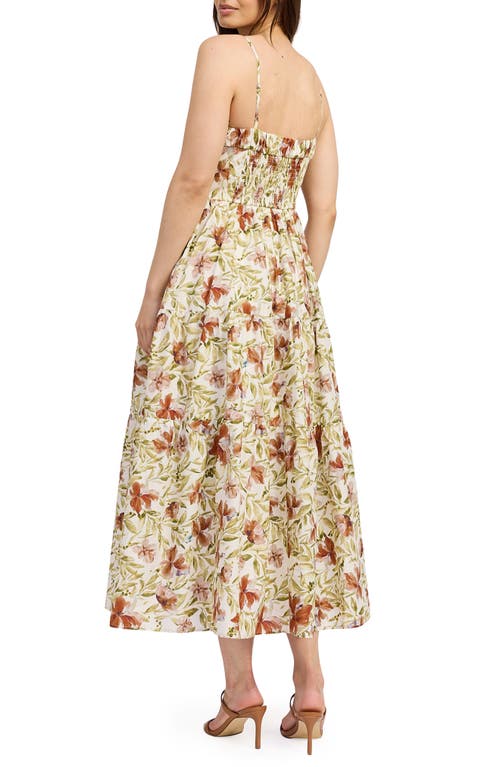 En Saison Alexane Floral Cotton Maxi Dress In Green