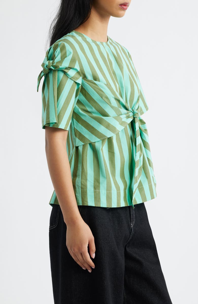 Damson Madder Estelle Stripe Tie Waist Top, Alternate, color, Aqua