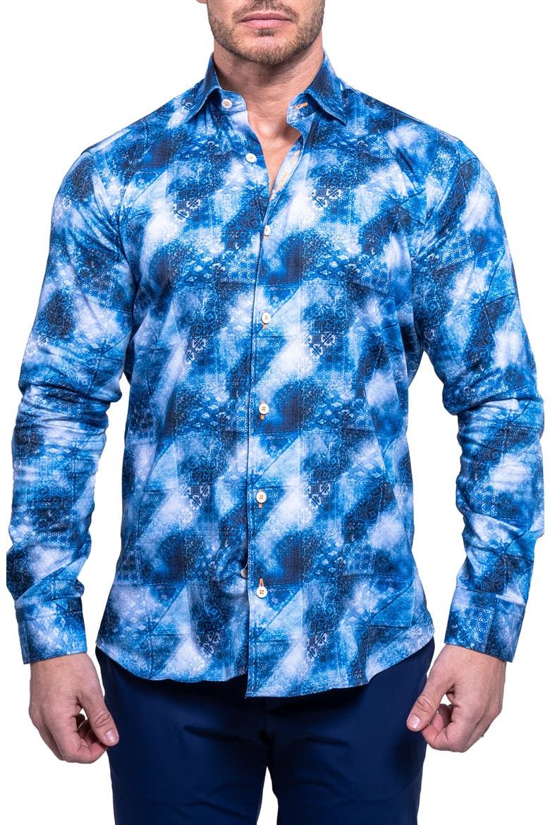 Fibonacci Resistance Contemporary Fit Button-Up Shirt, Main, color, BLUE