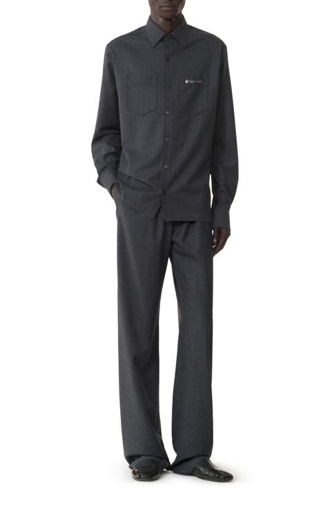 Straight-Cut Overshirt In Wool Flannel